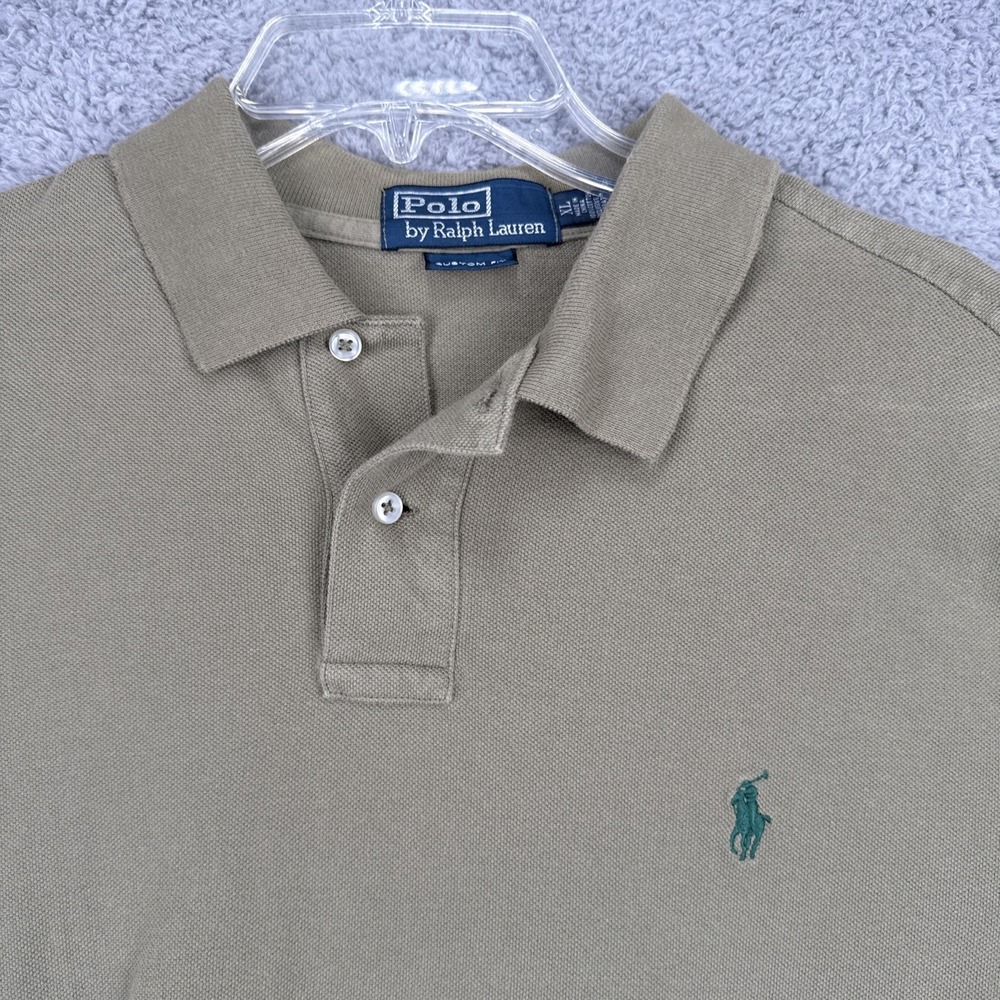 POLO RALPH LAUREN Shirt Mens XL Custom Fit S/S Polo Green Pony Cotton VTG